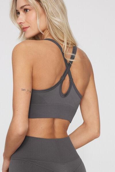 Grey Sporty Scrunch Crop Top, 5701_191Z, large image number 3