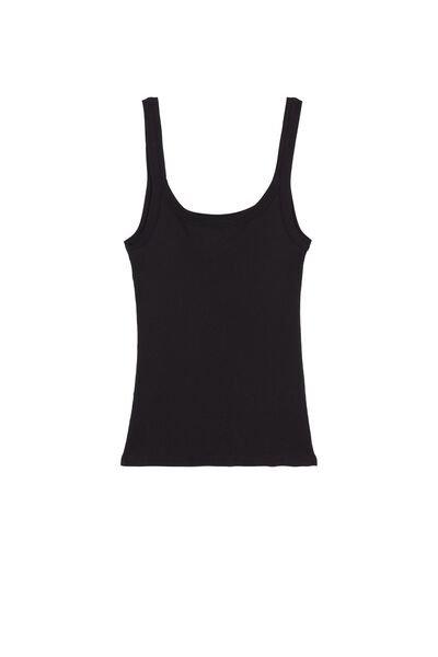Black Cotton Ribbed Camisole, , large image number 5
