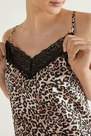 Tezenis - Brown Animal Print Satin And Lace Camisole