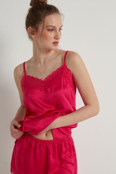 Red Lace And Satin Tank Top, 5701_333V, large image number 0