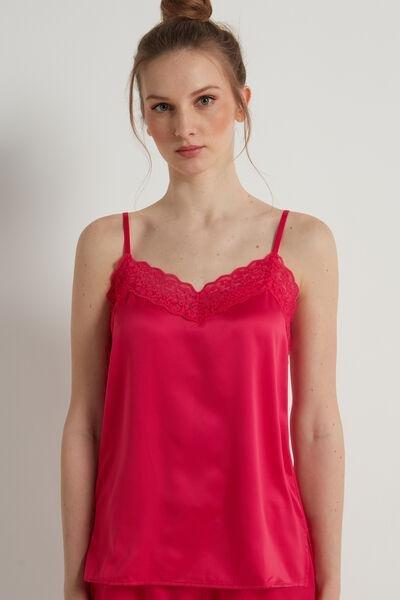 Red Lace And Satin Tank Top, 5701_333V, large image number 1