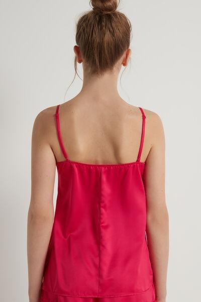 Red Lace And Satin Tank Top, 5701_333V, large image number 2