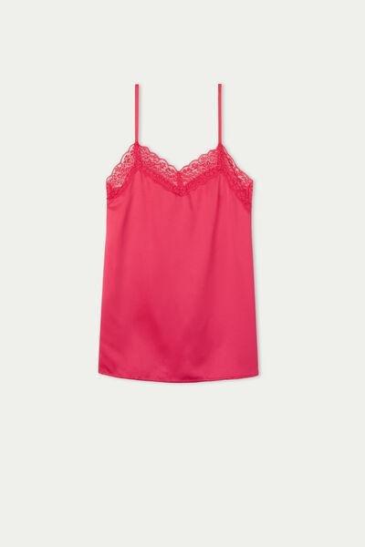 Red Lace And Satin Tank Top, 5701_333V, large image number 4