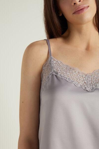 Grey Lace And Satin Tank Top, , large image number 0