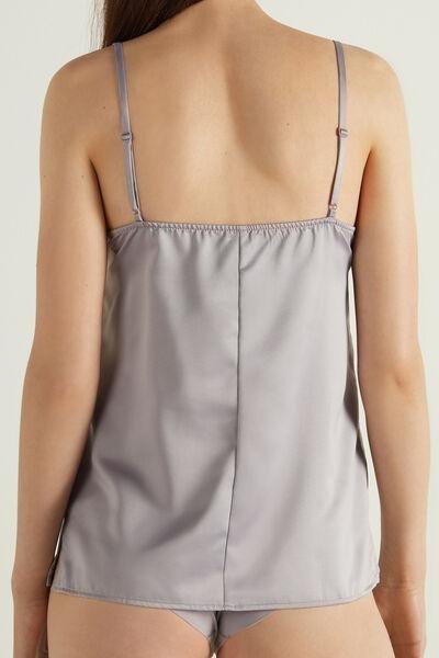 Grey Lace And Satin Tank Top, , large image number 2