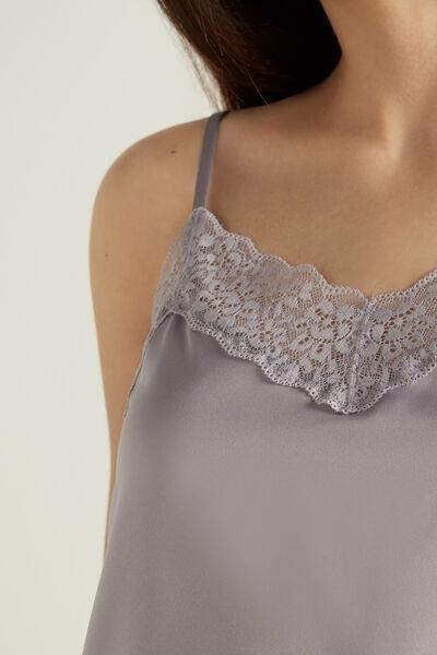 Grey Lace And Satin Tank Top, , large image number 3