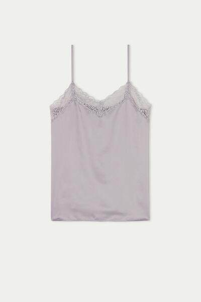 Grey Lace And Satin Tank Top, , large image number 4