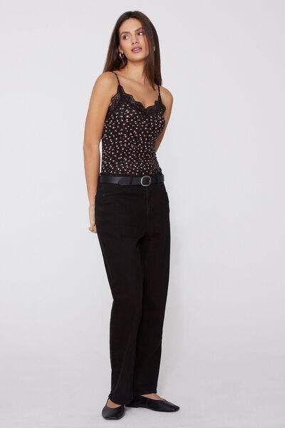 Black Flowers V-Neck Lace Insert Camisole, 5701_206Z, large image number 5