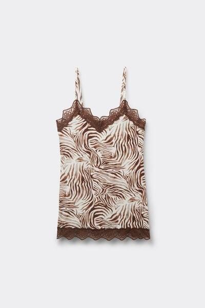 Multicolour Zebra V-Neck Lace Insert Camisole, 5701_218Z, large image number 4