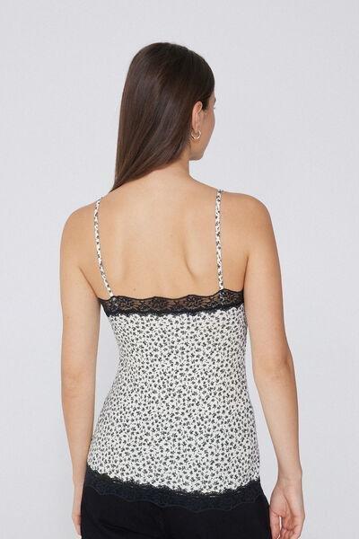 Multicolour Lace Insert V Neck Tank Top, , large image number 2