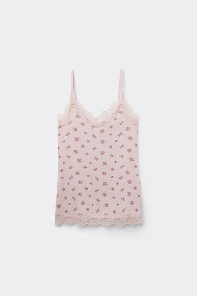 Pink Lace Insert V Neck Tank Top, 5701_324Y, large image number 4