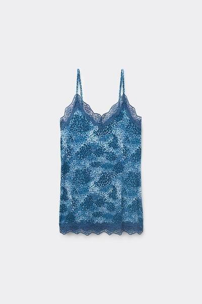 Blue Lace Insert V Neck Tank Top, 5701_325Y, large image number 4