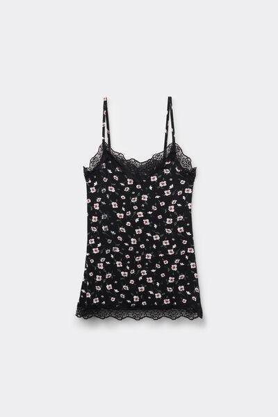 NERO STAMPA MIDNIGHT FLOWERS V-Neck Camisole with Lace Insert, , large image number 4