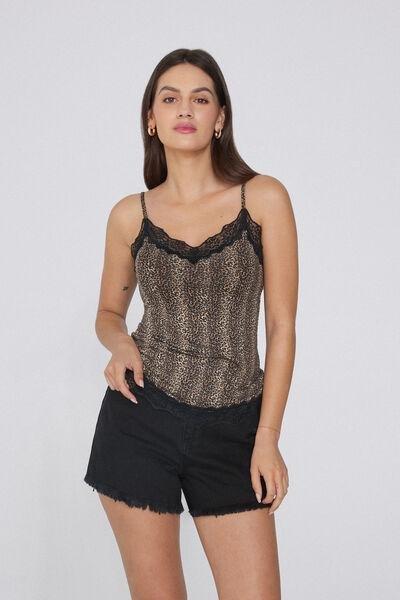 STAMPA MACU MICRO V-Neck Camisole with Lace Insert, , large image number 1