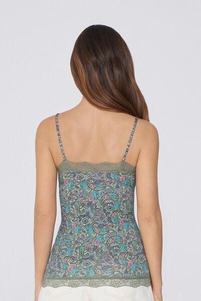 STAMPA PAISLEY BLOOM V-Neck Camisole with Lace Insert, 5701_763Y, medium