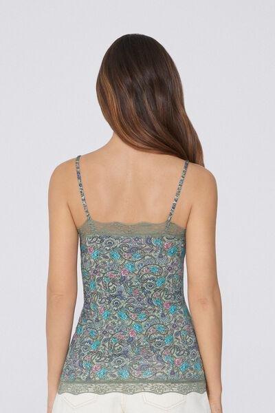 STAMPA PAISLEY BLOOM V-Neck Camisole with Lace Insert, , large image number 2