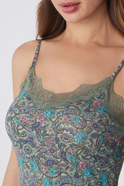 STAMPA PAISLEY BLOOM V-Neck Camisole with Lace Insert, , large image number 3