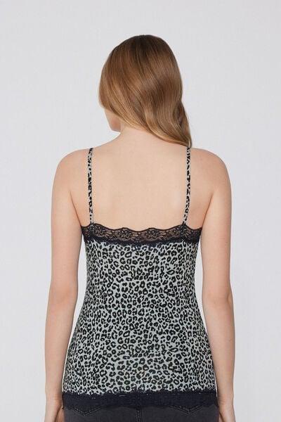 Grey Animal Print V-Neck Camisole, 5701_985Y, large image number 2