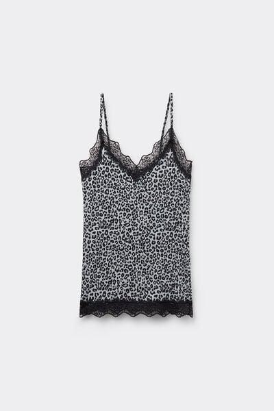 Grey Animal Print V-Neck Camisole, 5701_985Y, large image number 4