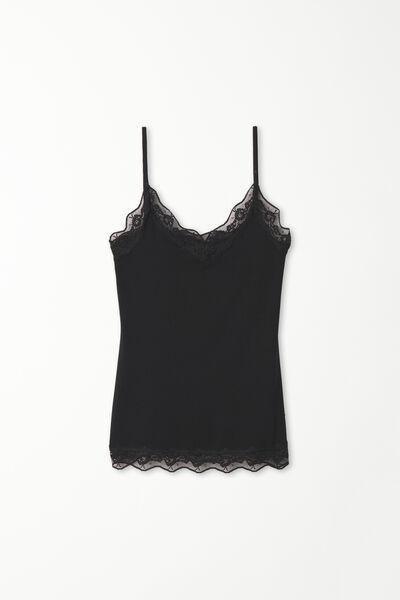 Black Lace Insert Vest Top, , large image number 5