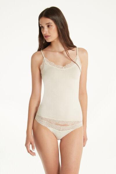 Tezenis - Cream Lace Insert Vest Top