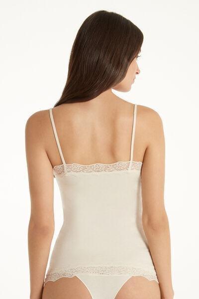 Cream Lace-Trimmed Camisole, , large image number 2