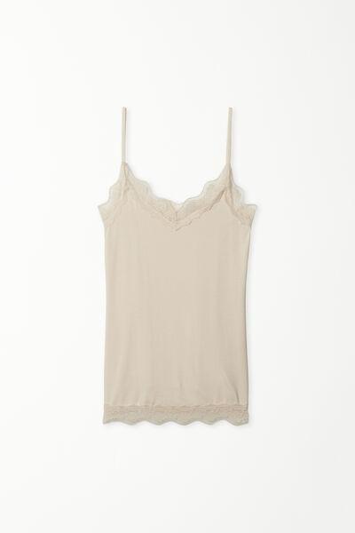 Tezenis - Cream Lace Insert Vest Top