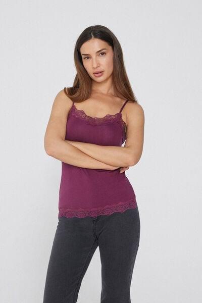 Burgundy Spaghetti Straps Tank Top, 5701_719Y, large image number 0