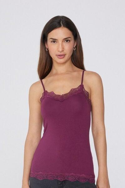Burgundy Spaghetti Straps Tank Top, 5701_719Y, large image number 1