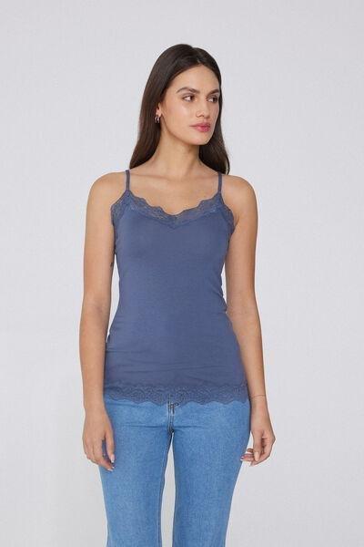 Blue Spaghetti Straps Tank Top, , large image number 1