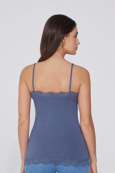 Blue Spaghetti Straps Tank Top, , large image number 2