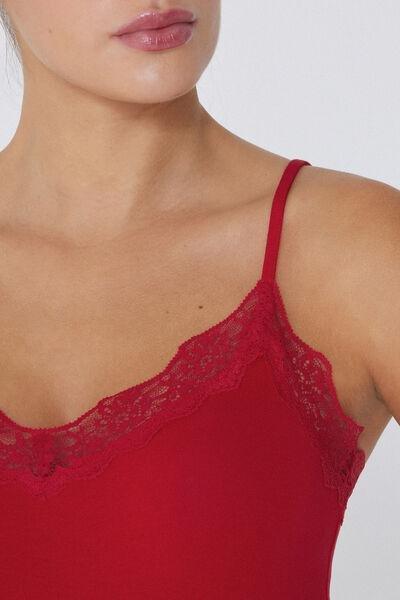 Red Lace Insert Vest Top, , large image number 3