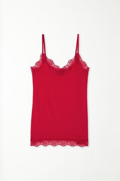 Red Lace Insert Vest Top, , large image number 4