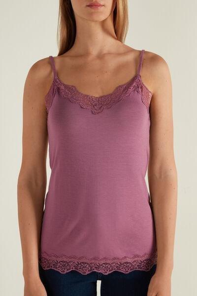 Pink Spaghetti Strap Microfibre Vest Top, 5701_926U, large image number 1