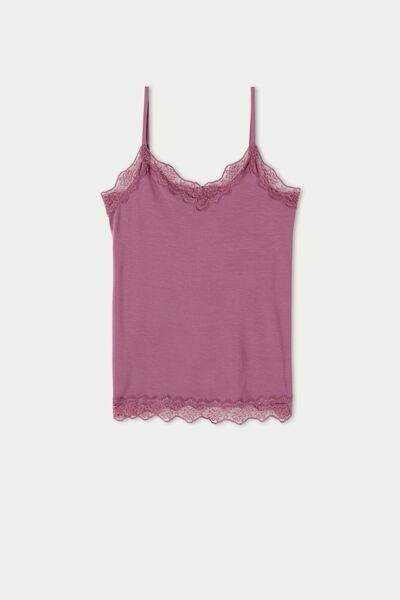 Pink Spaghetti Strap Microfibre Vest Top, 5701_926U, large image number 4