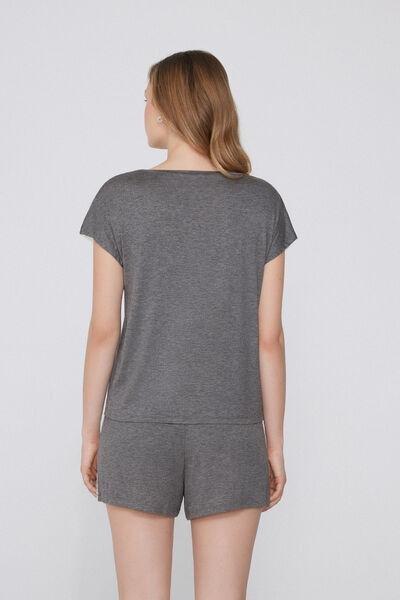 Grey Rounded Neck Pyjama Set, , large image number 1