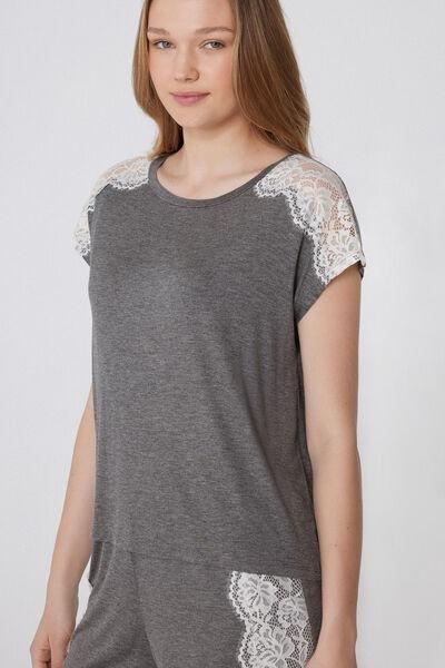 Grey Rounded Neck Pyjama Set, , large image number 2