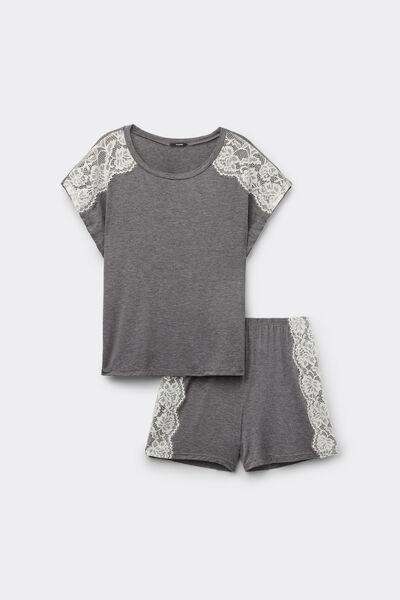 Grey Rounded Neck Pyjama Set, , large image number 3