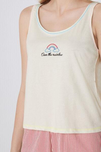 LATTE RAINBOW Short Cotton Pyjamas with Wide Shoulder Straps and Embroidery, , large image number 2