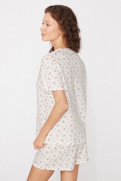 White Flower Print Cotton Pyjama Set, 5701_199Z, large image number 1