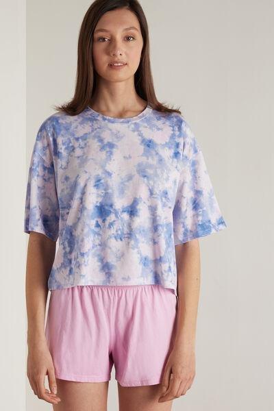 Multicolor Printed Short Sleeve Short Cotton Pyjamas, , large image number 0
