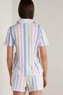 Tezenis - White Multi-Coloured Stripe Short Sleeve Cotton Pyjamas