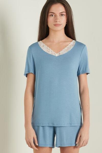 Blue Short Sleeve Short Pyjamas, , large image number 1