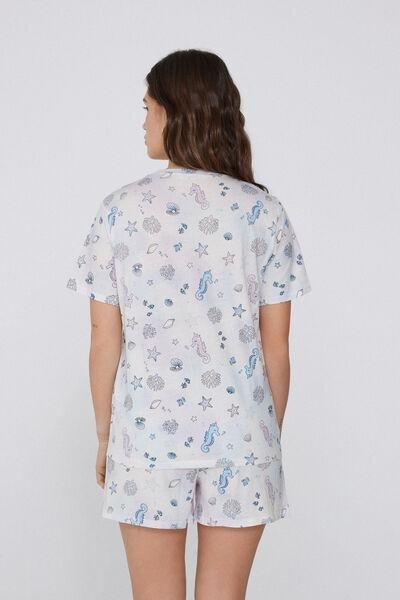 Pink Seahorses Print Pyjama Set, , large image number 1