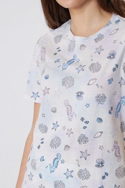 Pink Seahorses Print Pyjama Set, , large image number 2
