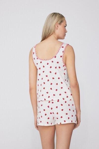 White Ladybird Print Pyjama Set, 5701_559Y, large image number 1