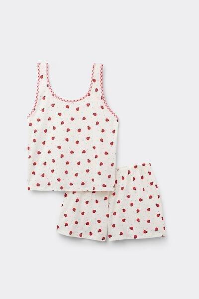 White Ladybird Print Pyjama Set, 5701_559Y, large image number 3