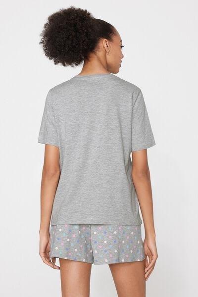Grey Spa Beauty Print Cotton Pyjama Set, 5701_193Z, large image number 1