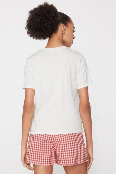 White / Pink Check Print Short Cotton Pyjama Set, 5701_220Z, large image number 1