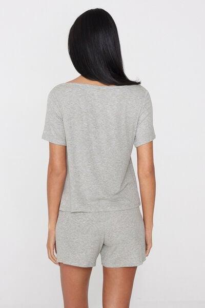 Grey Short Ribbed Viscose Pyjama Set, Light Grey Blend, large image number 1